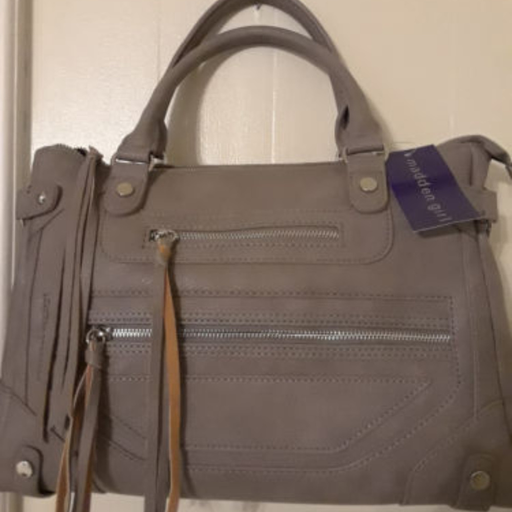 Madden Girl LG, Grey Satchel With Shoulder Strap